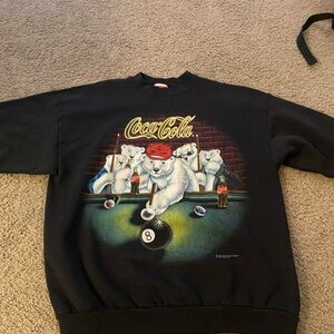 Vintage 90s Coca Cola Black Sweater with Polar Bear Design